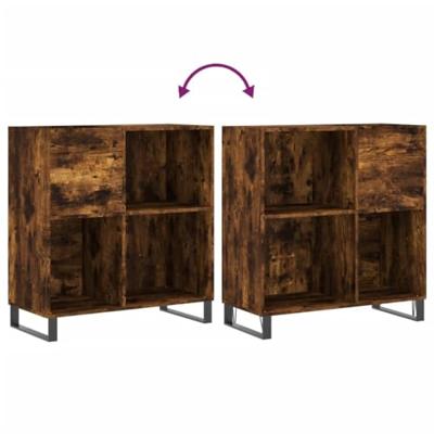 Platenkast 84,5x38x89 cm bewerkt hout gerookt eikenkleurig