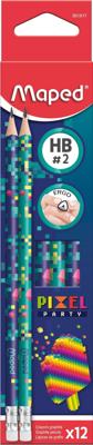 Grafietpotlood maped pixel party 12 stuks assorti