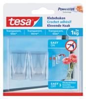 Tesa Klevende haak voor Transparant en Glas, draagvermogen 1 kg, blister van 2 stuks - thumbnail