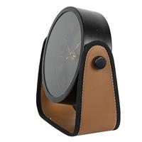 Clayre & Eef Tafelklok 22 cm Zwart Bruin Ijzer Glas Tafelklokken - thumbnail