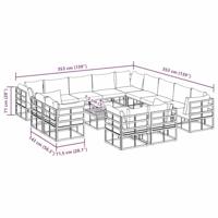 Tuinbankenset met kussen 14 pcs Zwart Aluminium - thumbnail