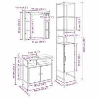 3-delige badkamermeubelset - zwart eiken - thumbnail