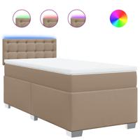 Boxspring met matras kunstleer cappuccinokleurig 80x200 cm - thumbnail