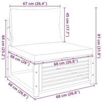 Tuinbank zonder armleuningen met kussens massief acaciahout - thumbnail