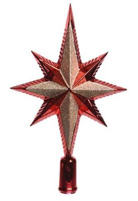 Decoris Piek plastic Kerstrood met glitters 7x15x26cm