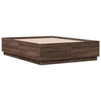 Bedframe bewerkt hout bruin eikenkleur 135x190 cm - thumbnail