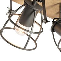 QAZQA Industriële spot donkergrijs met hout verstelbaar 3-lichts - - thumbnail