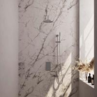 Brauer Chrome Carving Thermostatische Regendoucheset Inbouw - Hoofddouche 20 cm - Gebogen Wandarm - 3 Weg - Handdouche Staaf - Doucheslang - Geintegreerde Glijstang - Chroom - thumbnail
