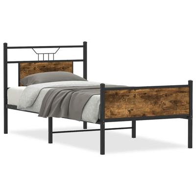 Bedframe zonder matras 200x200 cm spaanplaat gerookt eiken - thumbnail