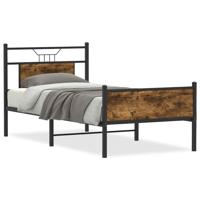 Bedframe zonder matras metaal gerookt eikenkleurig 193x203 cm - thumbnail