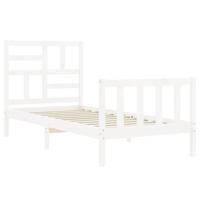 Bedframe met hoofdbord massief hout wit - thumbnail