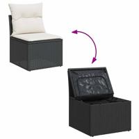 4-delige Loungeset met kussens poly rattan zwart - thumbnail