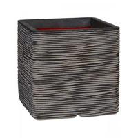 Capi Nature Rib NL 30x30x30cm vierkante plantenbak antraciet - thumbnail