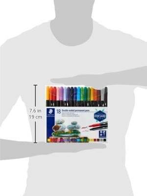 Staedtler permanent marker,dubbele punt, etui van 18 stuks, assorti Staedtler permanent marker,dubbele punt, etui van 18 stuks, assorti