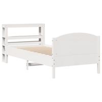Bedframe zonder matras massief grenenhout wit 75x190 cm - thumbnail