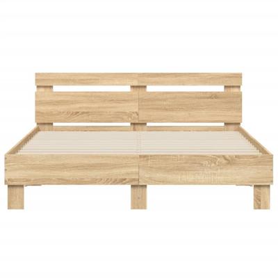 Bedframe met hoofdeinde bewerkt hout sonoma eiken 150x200 cm