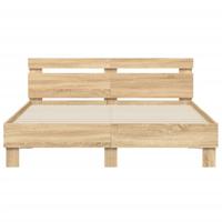 Bedframe met hoofdeinde bewerkt hout sonoma eiken 150x200 cm - thumbnail