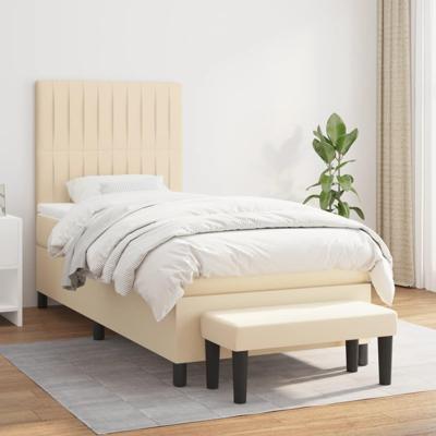 Boxspring met matras stof crèmekleurig 90x190 cm