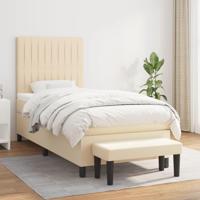 Boxspring met matras stof crèmekleurig 90x190 cm - thumbnail
