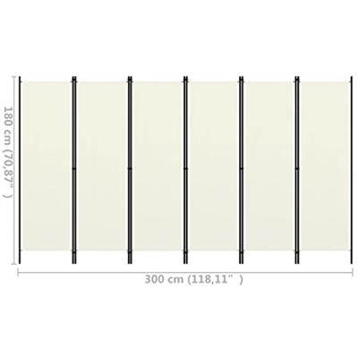 Kamerscherm met 6 panelen 300x180 cm crmewit