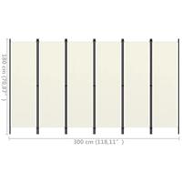 Kamerscherm met 6 panelen 300x180 cm crmewit - thumbnail