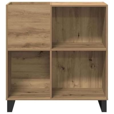 Platenkast artisanaal eikenkleurig 85 x 38 x 89 cm Bewerkt hout