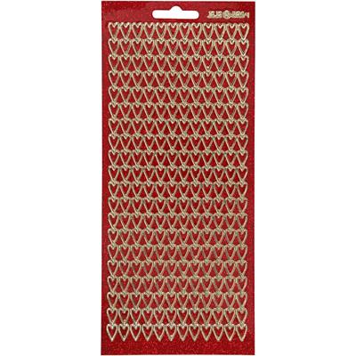 Creativ Company Stickers, harten, vel 10x23 cm, goud, rood glitter, 1 vel