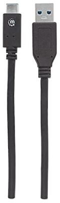Manhattan USB 3.1 Gen2, 1m USB 3.2 Gen 1 (3.1 Gen 1) USB C USB A Zwart