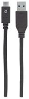 Manhattan USB-kabel USB 3.2 Gen1 (USB 3.0 / USB 3.1 Gen1) USB-A stekker, USB-C stekker 1.00 m Zwart UL gecertificeerd 353373 - thumbnail