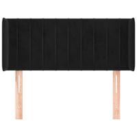 Hoofdbord met randen 83x16x78/88 cm fluweel zwart - thumbnail