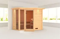 Karibu | Amara Sauna met Dakkraag | Bronzeglas Deur - thumbnail