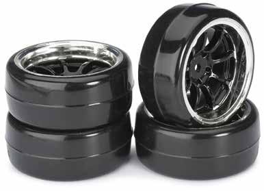 Absima drift banden op 9-Spaaks velgen Type B - Zwart/Chrome