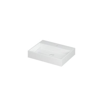 INK United Wastafel Porselein met 1 Kraangat incl. Porseleinen Click Plug en Verborgen Overloop Systeem - 600x450x110 mm - Glans Wit
