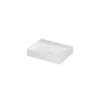 INK United Wastafel Porselein met 1 Kraangat incl. Porseleinen Click Plug en Verborgen Overloop Systeem - 600x450x110 mm - Glans Wit - thumbnail