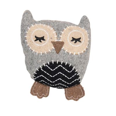 Jack and Vanilla Hondenspeelgoed - Knuffel met piep en knisper - Gerecycled - Uil - 14 cm