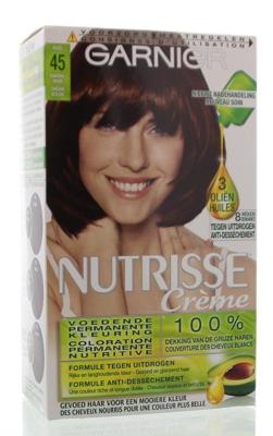 Garnier Nutrisse Crème Permanente Haarverf 4.5 Mahonie Bruin Garnier Nutrisse Crème Permanente Haarverf 4.5 Mahonie Bruin