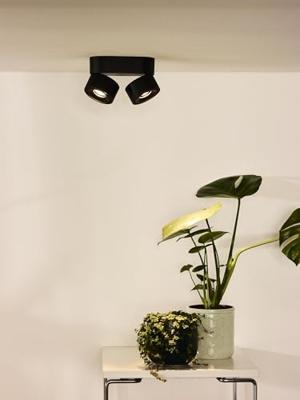 Lucide YUMIKO - Plafondspot - LED Dimb. - 2x10W 2700K - Zwart