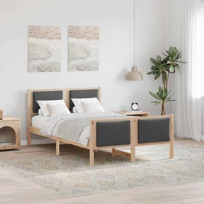 Bedframe met hoofdeinde Donkergrijs 120 x 190 cm Stof Bedframe met hoofdeinde Donkergrijs 120 x 190 cm Stof