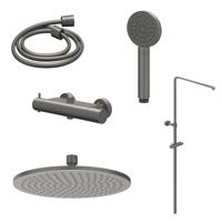 Regendoucheset IVY Bond Opbouw Thermostatisch 30 cm Medium Satin Handdouche Geborsteld Metal Black PVD - thumbnail