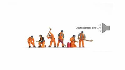 NOCH 12951 N Bouwplaats op het spoor figuren Geverfd, Scène met geluid