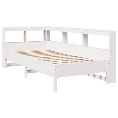 Bed met boekenkast zonder matras grenenhout wit 150x200 cm - thumbnail