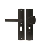 AXA AXA Curve Plus veiligheidsbeslag voordeur gebogen schild S-knop/Blok-kruk PC55 met kerntrekbeveiliging SKG3 - aluminium/zwart - thumbnail