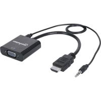Manhattan 151559 HDMI / Jackplug / VGA Adapter [1x HDMI-stekker - 1x VGA-bus, Jackplug female 3,5 mm] Zwart 0.26 m - thumbnail