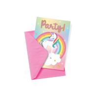 Eenhoorn Uitnodigingskaarten 6 Stuks - thumbnail