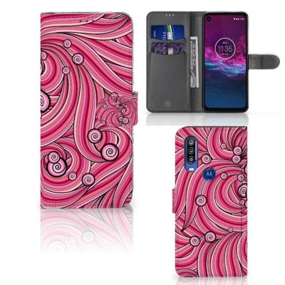 Motorola One Action Hoesje Swirl Pink
