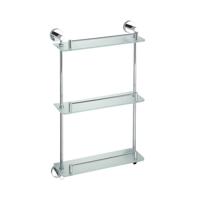 Drievoudige Glazen Planchet Sapho X-Round 40x68x12 cm Chroom - thumbnail