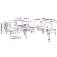 6-delige Tuinbankenset met kussens gepoedercoat staal zwart - thumbnail