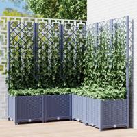 VidaXL Plantenbak met latwerk 120x120x136 cm polypropeen blauwgrijs - thumbnail