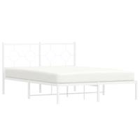 Bedframe met hoofdbord metaal wit 135x190 cm - thumbnail