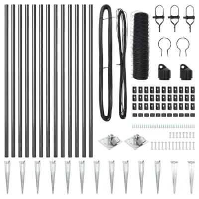 VidaXL Afrasteringspaal grijs 25 x 0,8 m (50 mm gaas) staal en pvc